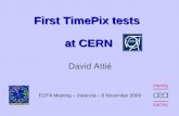 David.Attie@cea.fr ECFA Meeting, Valencia – November 8, 20061 First TimePix tests at CERN David Attié ECFA Meeting – Valencia – 8 November 2006.