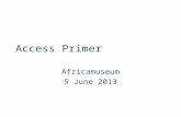 Access Primer Africamuseum 5 June 2013. MS Access  Relational Database Management System Data/information resides in series of related tables Principle.