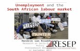 Unemployment and the South African labour market Hendrik van Broekhuizen Research on Socio-Economic Policy Stellenbosch University 12 September 2013.
