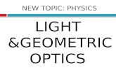 NEW TOPIC: PHYSICS LIGHT &GEOMETRIC OPTICS. THREE CHAPTERS CHAPTER 11: The Production & Reflection of Light CHAPTER 12: The Refraction of Light CHAPTER.