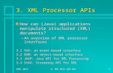 SDPL 20113: XML APIs and SAX1 3. XML Processor APIs n How can (Java) applications manipulate structured (XML) documents? –An overview of XML processor.