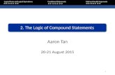 Aaron Tan 20-21 August 2015 2. The Logic of Compound Statements Logical Form and Logical EquivalenceConditional StatementsValid and Invalid Arguments 1.