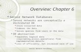 Sensor Network Databases1 Overview: Chapter 6  Sensor Network Databases  Sensor networks are conceptually a distributed DB  Store collected data  Indexes.