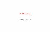 Naming Chapter 4. Basic Naming Terminology Name: A string of bits or characters that is used to refer to an entity (i.e. hosts, printers, disks, files).