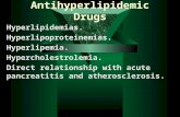 Antihyperlipidemic Drugs Hyperlipidemias. Hyperlipoproteinemias. Hyperlipemia. Hypercholestrolemia. Direct relationship with acute pancreatitis and atherosclerosis.