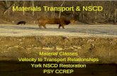 Materials Transport & NSCD Material Classes Velocity to Transport Relationships York NSCD Restoration PSY CCREP.