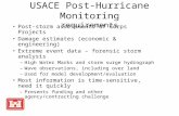 USACE Post-Hurricane Monitoring requirements Post-storm assessments of Corps Projects Damage estimates (economic & engineering) Extreme event data – forensic.
