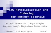 On-Demand View Materialization and Indexing for Network Forensic Analysis Roxana Geambasu 1, Tanya Bragin 1 Jaeyeon Jung 2, Magdalena Balazinska 1 1 University.