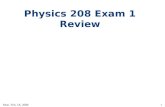 Mon. Feb. 18, 20081 Physics 208 Exam 1 Review. Mon. Feb. 18, 20082 Exam covers Ch. 21.5-7, 22-23,25-26, Lecture, Discussion, HW, Lab Chapter 21.5-7, 22.