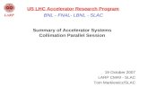 Summary of Accelerator Systems Collimation Parallel Session 19 October 2007 LARP CM#9 - SLAC Tom Markiewicz/SLAC BNL - FNAL- LBNL - SLAC US LHC Accelerator.