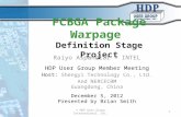 FCBGA Package Warpage Definition Stage Project Raiyo Aspandiar – INTEL HDP User Group Member Meeting Host: Shengyi Technology Co., Ltd. And NERCECBM Guangdong,