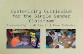 Customizing Curriculum for the Single Gender Classroom Presented by: Jodi Lewitt & Dana Zacharko.