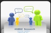 Working together, supporting all ASHRAE Research Sustainability! Healthy living! Saving money! Comfort!