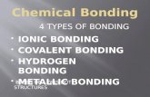 BASED ON LEWIS DOT STRUCTURES 4 TYPES OF BONDING  IONIC BONDING  COVALENT BONDING  HYDROGEN BONDING  METALLIC BONDING.