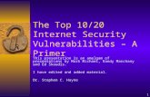 1 The Top 10/20 Internet Security Vulnerabilities – A Primer This presentation is an amalgam of presentations by Mark Michael, Randy Marchany and Ed Skoudis.