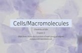 Cells/Macromolecules Chemistry of Life Chapter 2 Objectives: Know the functions of each group of organic compound/macromolecule.