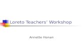 Loreto Teachers’ Workshop Annette Honan. Teaching requires 3 kinds of knowing Knowing what to do – knowledge Knowing how to do it – skills Knowing why.