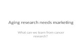 Aging research needs marketing What can we learn from cancer research?