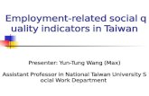 Employment-related social quality indicators in Taiwan Presenter: Yun-Tung Wang (Max) Assistant Professor in National Taiwan University Social Work Department.