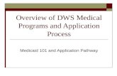 Overview of DWS Medical Programs and Application Process Medicaid 101 and Application Pathway.