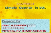CHAPTER:14 Simple Queries in SQL Prepared By Prepared By : VINAY ALEXANDER ( विनय अलेक्सजेंड़र ) PGT(CS),KV JHAGRAKHAND.