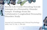 Recent Life Events Preceding Suicide Attempts in a Personality Disorder Sample: Findings From the Collaborative Longitudinal Personality Disorders Study.