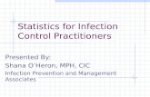 Statistics for Infection Control Practitioners Presented By: Shana O’Heron, MPH, CIC Infection Prevention and Management Associates.