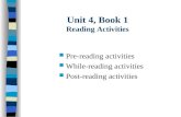 Unit 4, Book 1 Reading Activities Pre-reading activities While-reading activities Post-reading activities.