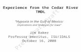 Preliminary Draft Experience from the Cedar River TMDL “Hypoxia in the Gulf of Mexico: Implications and Strategies for Iowa” Jim Baker Professor emeritus,