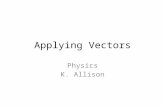 Applying Vectors Physics K. Allison. Engagement If a plane and the wind are blowing in the opposite direction, then the plane’s velocity will decrease.