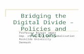 Bridging the Digital Divide – Policies and Actions Professor Birgit Jæger Dep. of Society and Globalisation Roskilde University Denmark.