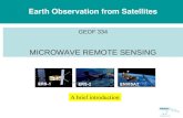 Earth Observation from Satellites GEOF 334 MICROWAVE REMOTE SENSING A brief introduction.