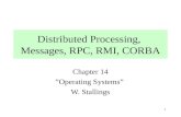 1 Distributed Processing, Messages, RPC, RMI, CORBA Chapter 14 ”Operating Systems” W. Stallings.