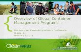 Overview of Global Container Management Programs The Pesticide Stewardship Alliance Conference Mobile, AL February 7, 2013.