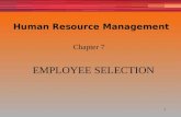 1 EMPLOYEE SELECTION Chapter 7 Human Resource Management.