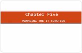 MANAGING THE IT FUNCTION Chapter Five. Organizing the IT Function The IT Function must be organized and structured. IT Manager must define the role and.