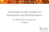 University as the Centre for Innovation and Entrepreneurs Dr Shailendra Vyakarnam Y.Myint.