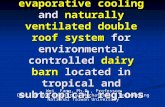 Alternative evaporative cooling and naturally ventilated double roof system for environmental controlled dairy barn located in tropical and subtropical.