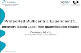 ProteoRed Multicentric Experiment 5: Intensity-based Label-free quantification results Kerman Aloria (University of the Basque Country, UPV/EHU) WG1-WG2.