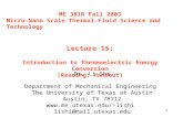 1 ME 381R Fall 2003 Micro-Nano Scale Thermal-Fluid Science and Technology Lecture 15: Introduction to Thermoelectric Energy Conversion (Reading: Handout)