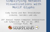 Simplifying Network Visualizations with Motif Glyphs Cody Dunne and Ben Shneiderman {cdunne, ben}@cs.umd.edu 29 th Annual Human-Computer Interaction Lab.