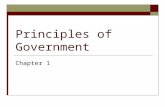 Principles of Government Chapter 1. Chapter 1 Objectives 1. Government & The State: Definition, Powers, Characteristics, theories, and purpose. 2. Forms.