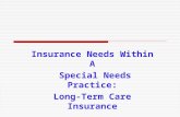 Insurance Needs Within A Special Needs Practice: Long-Term Care Insurance ___________.