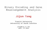 Binary Encoding and Gene Rearrangement Analysis Jijun Tang Tianjin University University of South Carolina jtang@cse.sc.edu (803) 777-8923.