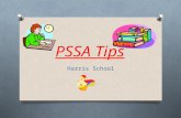 PSSA Tips Harris School. Be Physically Ready Get a good night’s sleep before the test. Eat a good breakfast Stretch during testing breaks. GET TO SCHOOL.