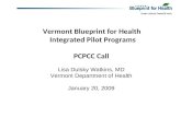 Vermont Blueprint for Health Integrated Pilot Programs PCPCC Call Lisa Dulsky Watkins, MD Vermont Department of Health January 20, 2009.