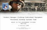 Product Manager Clothing Individual Equipment Personnel Airdrop Systems Team Takis Blanas APM PM CIE Personnel Airdrop Systems .