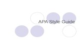 APA Style Guide. Contents Introduction Title Page Typing Writing in General Style Details in General Abbreviations Numbers Citations in the Text Quotations.