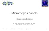 Zeuthen, January 16, 2008 P. Colas - Micromegas panels1 Micromegas panels Status and plans D. Attié, P. Colas, X. Coppolani, M. Dixit, M. Riallot, F. Sénée,