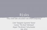 Risks “Thou shalt take calculated risks when computing” Colin “Swagster Supreme” Donar Connor “The Rock” McDowell Kegan “The Brains” Schuchaskie Feb. 2014.